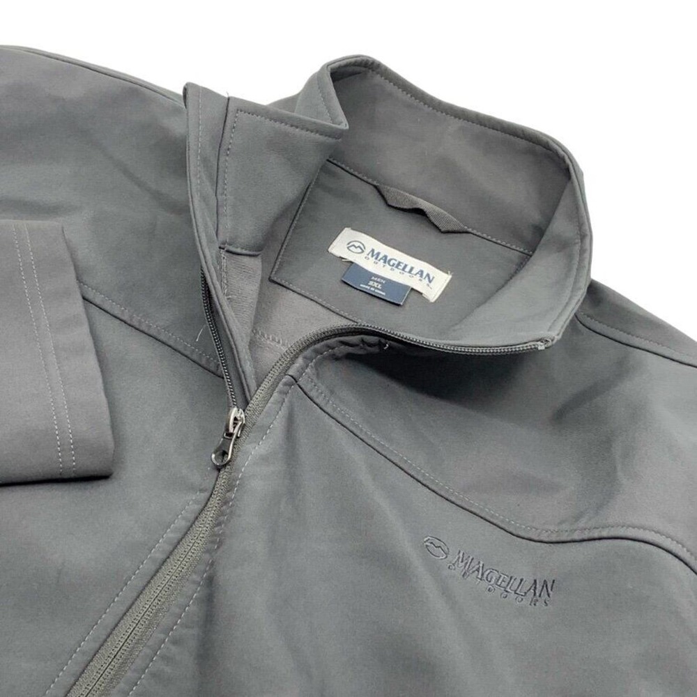 Magellan Outdoors‎ Men's LS Full Zip Softshell Jacket Fleece Lined Gray 2XL READ